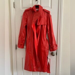 Rachel Antonoff Vinyl Red Trench Coat
